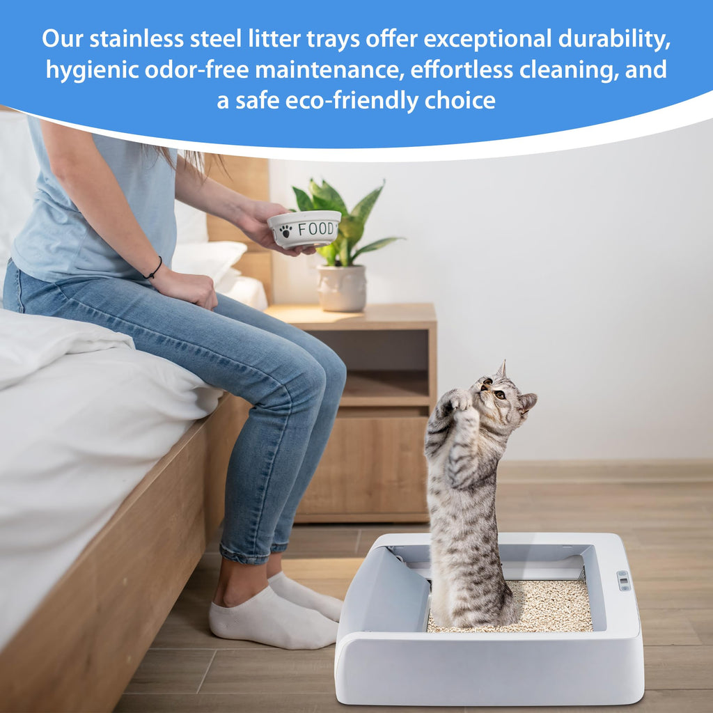 COSPARX Upgraded Stainless Steel Litter Tray for PetSafe Scoop-Free Self-Cleaning Boxes – Deeper Waste & Odor Control