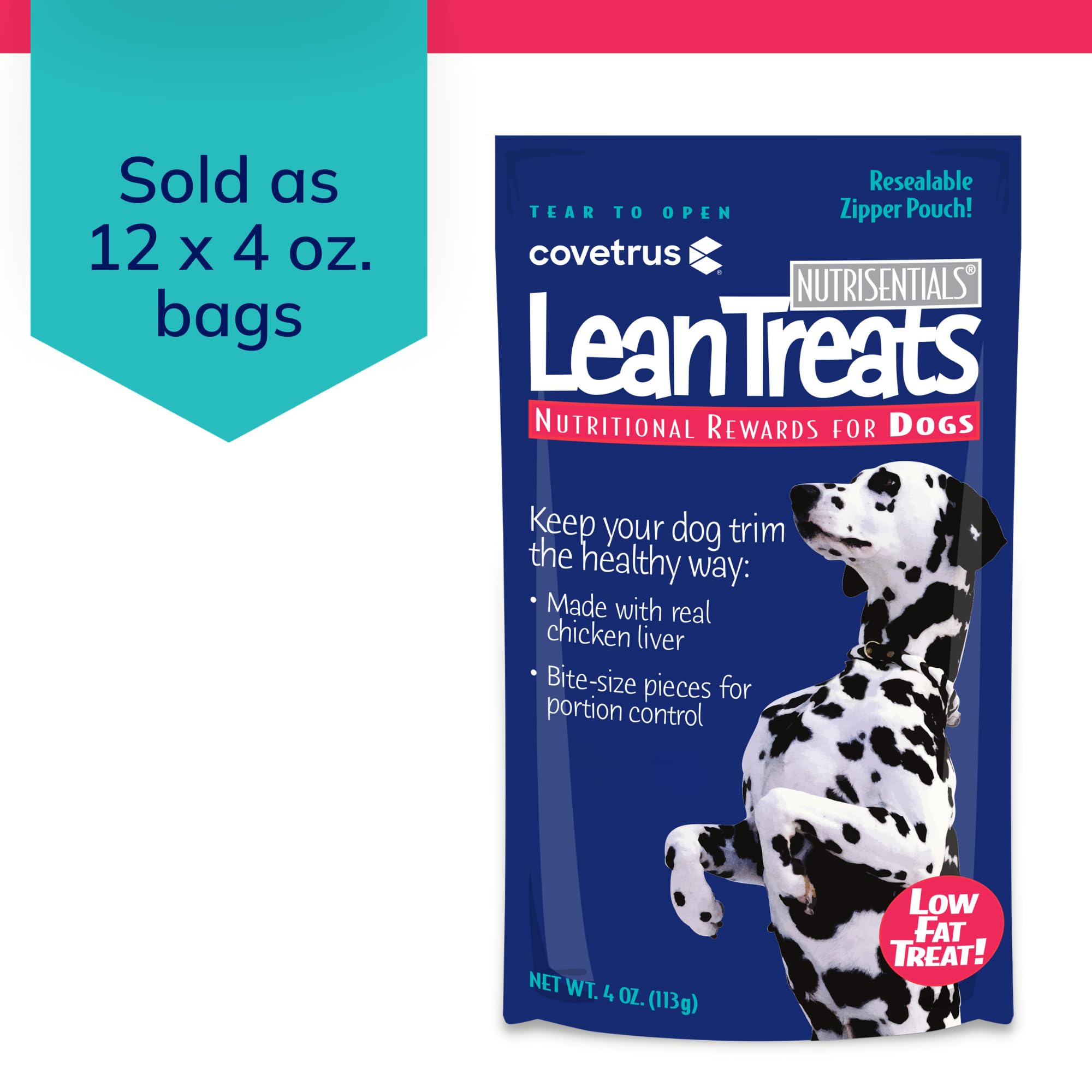 Covetrus Nutrisential Lean Treats for Dogs — Low-Fat, Bite-Size Soft Chicken Flavor, 12 Pack (4 oz)