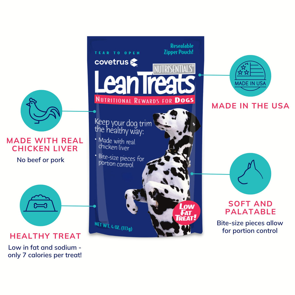 Covetrus Nutrisential Lean Treats for Dogs — Low-Fat, Bite-Size Soft Chicken Flavor, 12 Pack (4 oz)