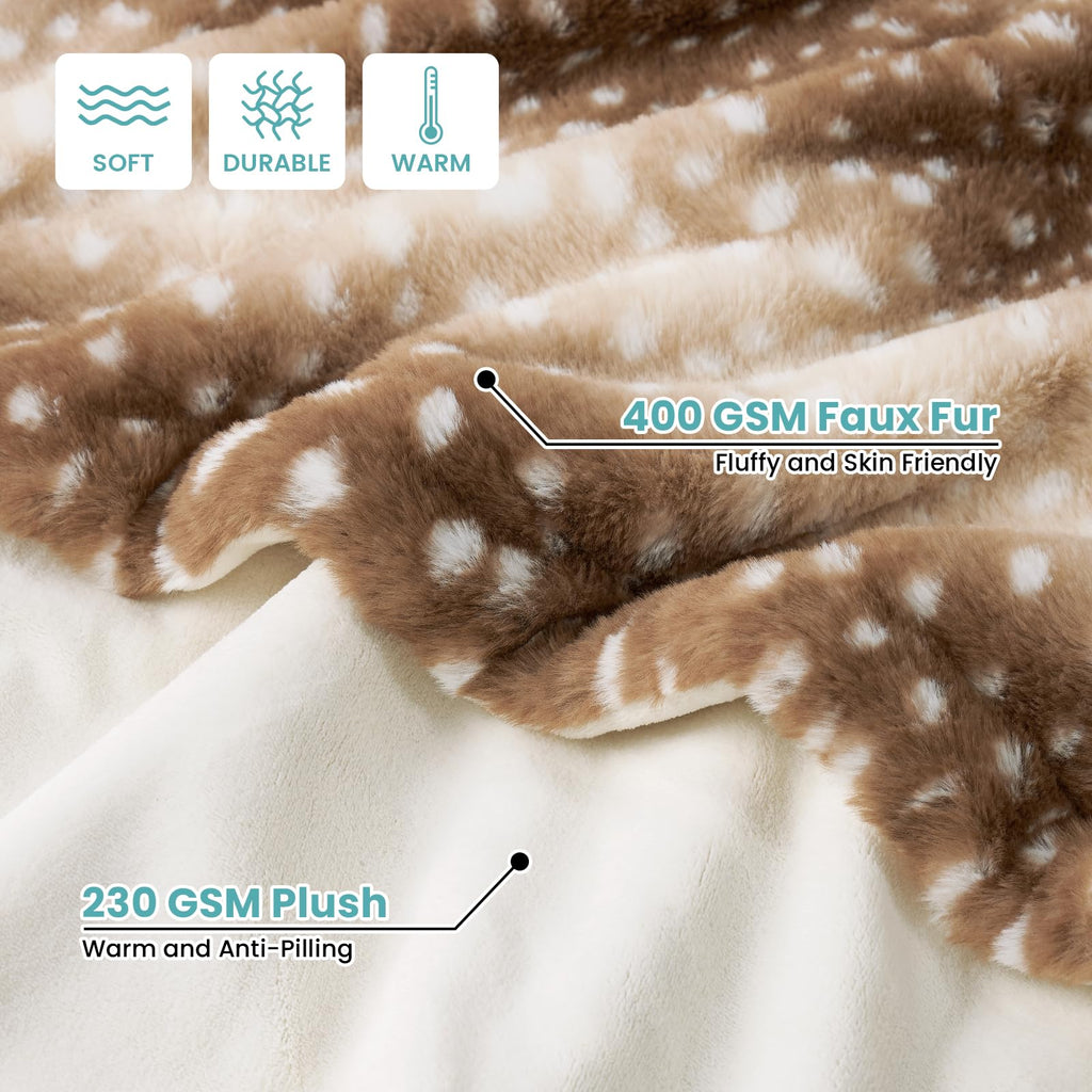 COZY KISS Christmas Deer Print Waterproof Pet Blanket 60x80in – Ultra Soft Throw