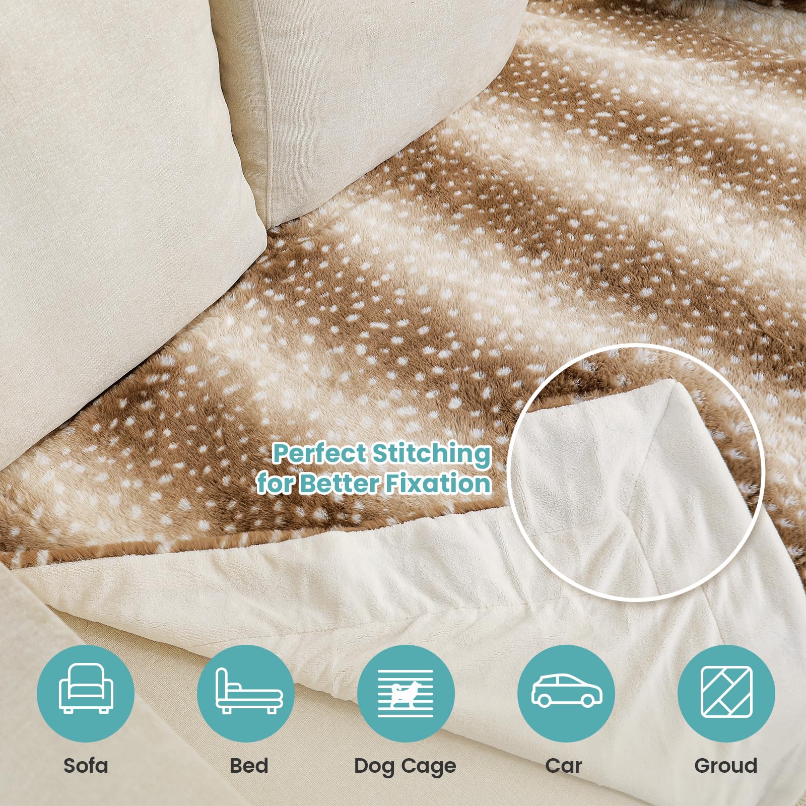 COZY KISS Christmas Deer Print Waterproof Pet Blanket 60x80in – Ultra Soft Throw