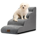 COZY KISS Dog Stairs for Small Dogs — 4-Step Curved Foam Ramp for Sofa, Bed (Grey)