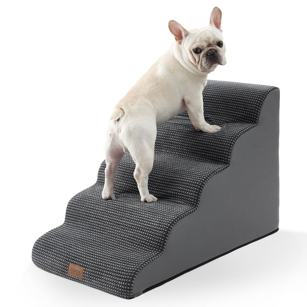 COZY KISS Extra Wide Dog Stairs - 5-Step, 19.7in Wide, Charcoal Grey