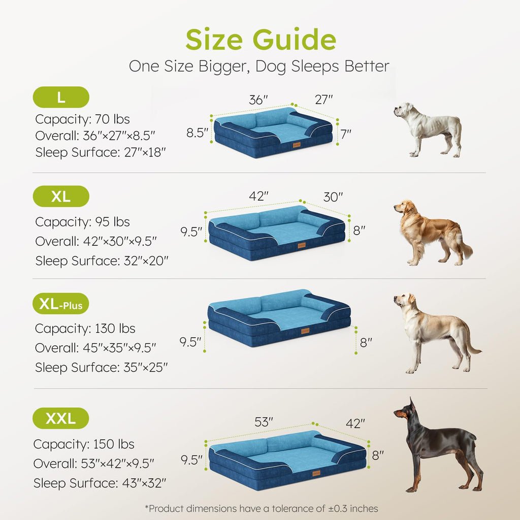 CWAWZ XXL Dog Bed for Extra Large Dogs – Orthopedic, Cooling Gel Foam, 53-inch Navy Dutch Velvet