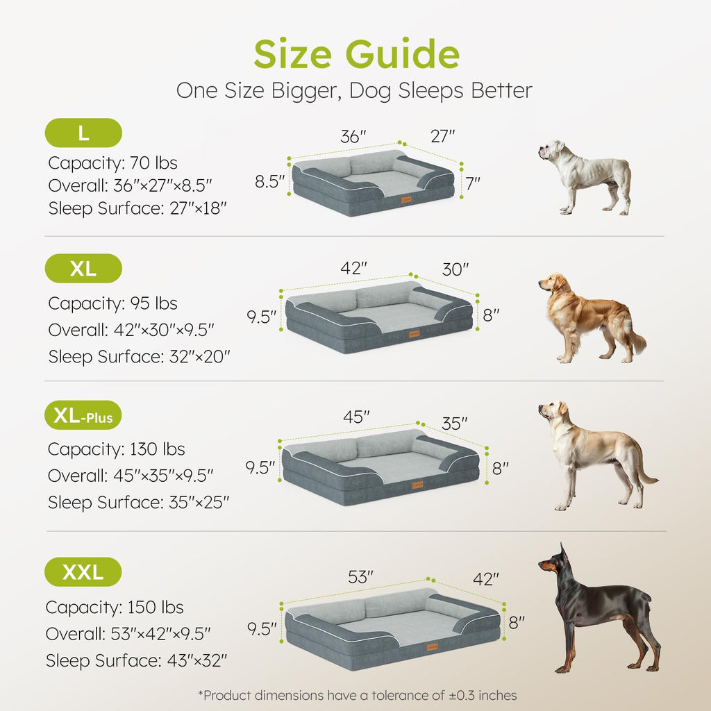 CWAWZ XXL Dog Bed for Extra Large Dogs | Orthopedic Foam, Cooling Gel, Waterproof 53-Inch Velvet Bed