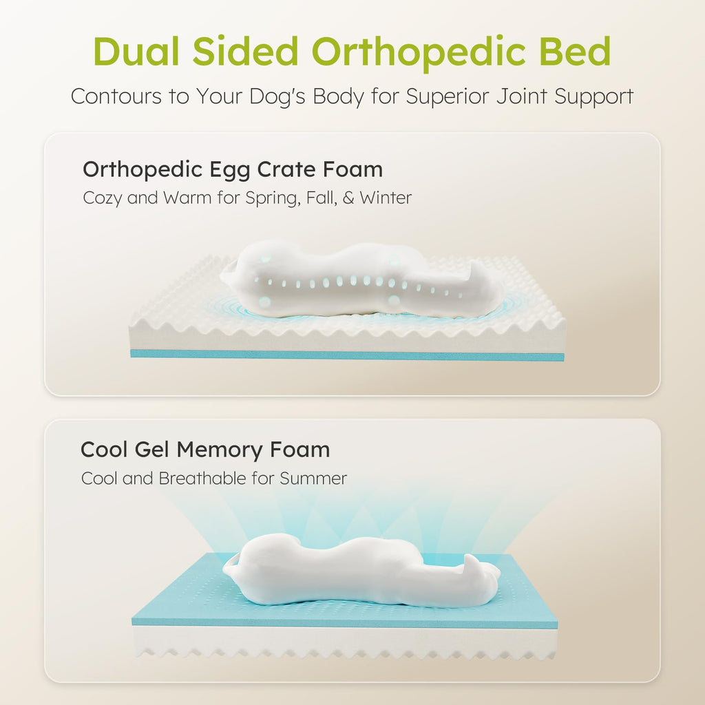CWAWZ XXL Dog Bed for Extra Large Dogs | Orthopedic Foam, Cooling Gel, Waterproof 53-Inch Velvet Bed