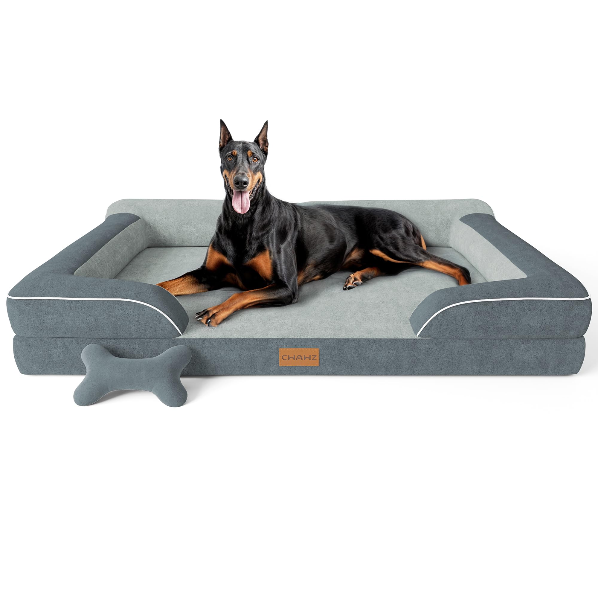 CWAWZ XXL Dog Bed for Extra Large Dogs | Orthopedic Foam, Cooling Gel, Waterproof 53-Inch Velvet Bed