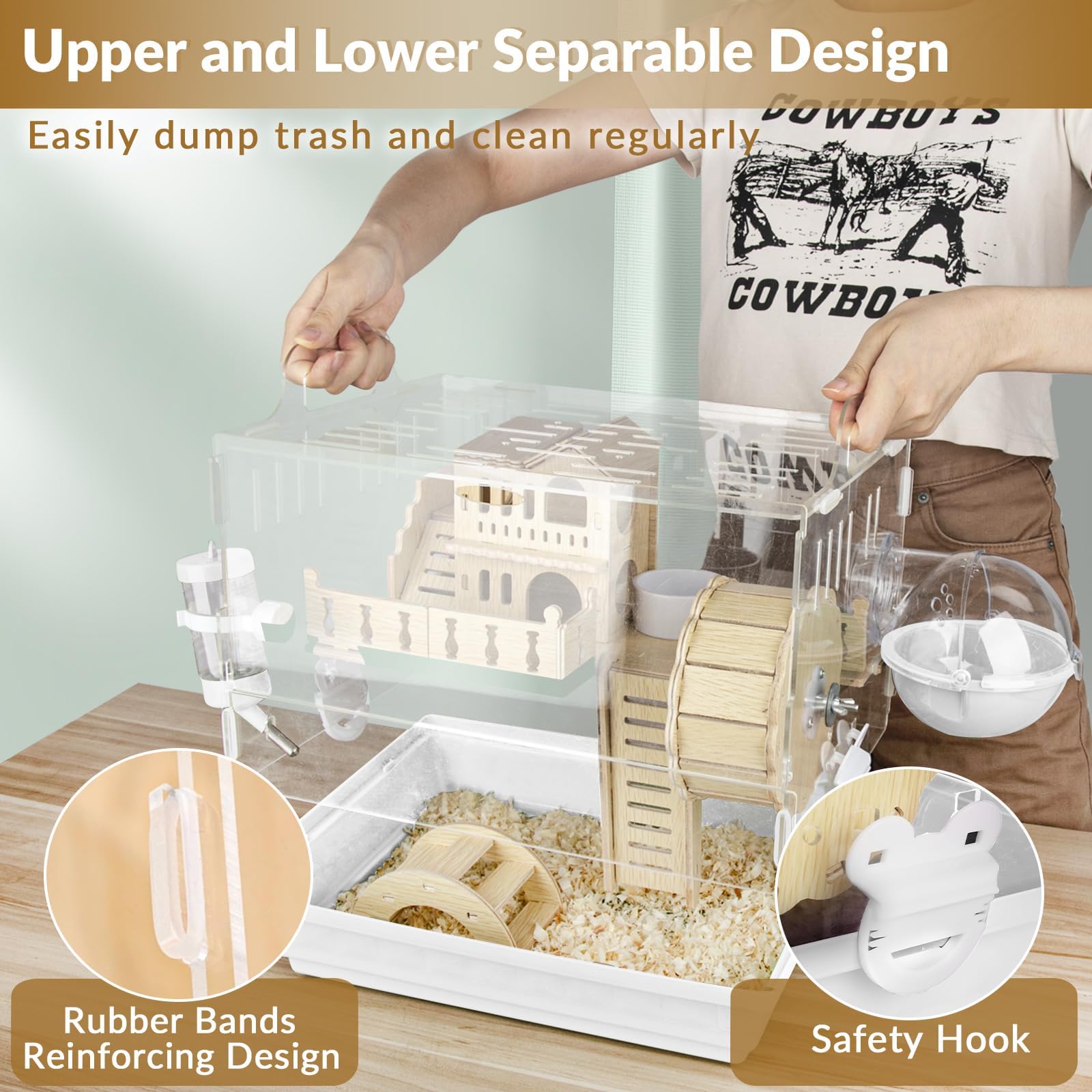 Cycodo 8-in-1 Acrylic Hamster Cage | 2-Tier Habitat with Accessories