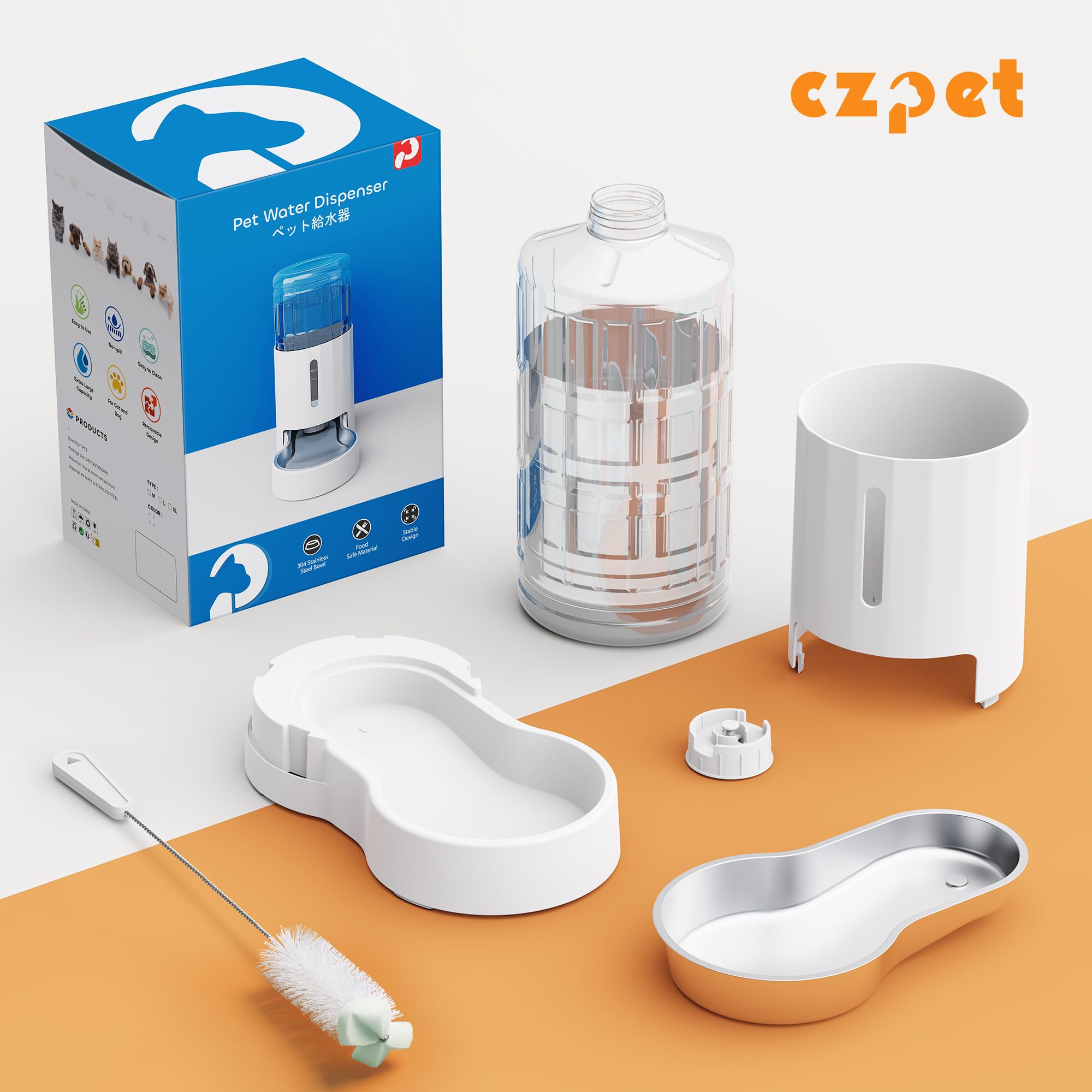 CZPET Automatic 7L Pet Water Dispenser — BPA-Free Gravity Waterer with Stainless Bowl