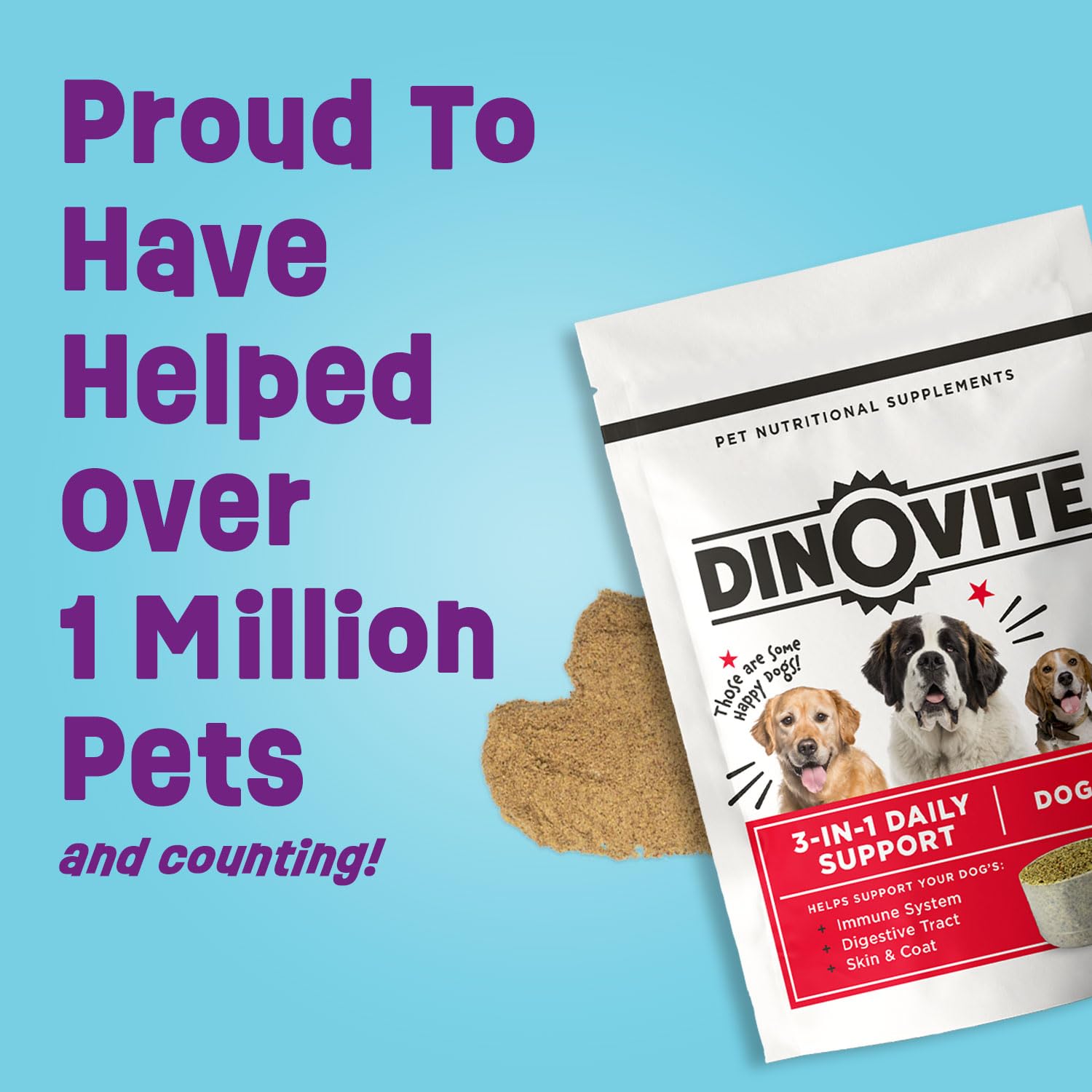 Dinovite Dog Probiotics for Yeast, Itchy Skin & Ears – Small Dogs 1-18 lbs (90-Day Supply)