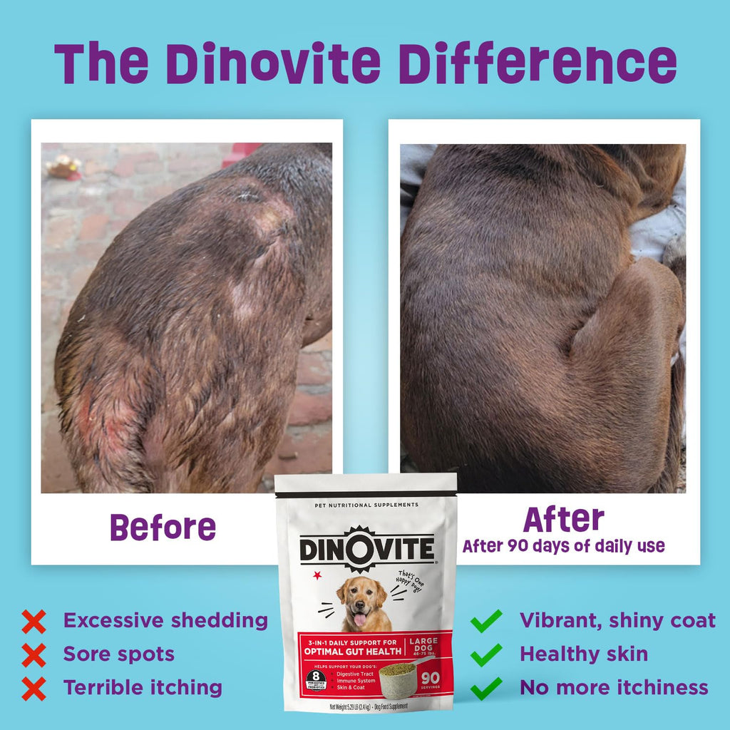 Dinovite Dog Probiotics for Yeast, Itchy Skin & Ears – Small Dogs 1-18 lbs (90-Day Supply)