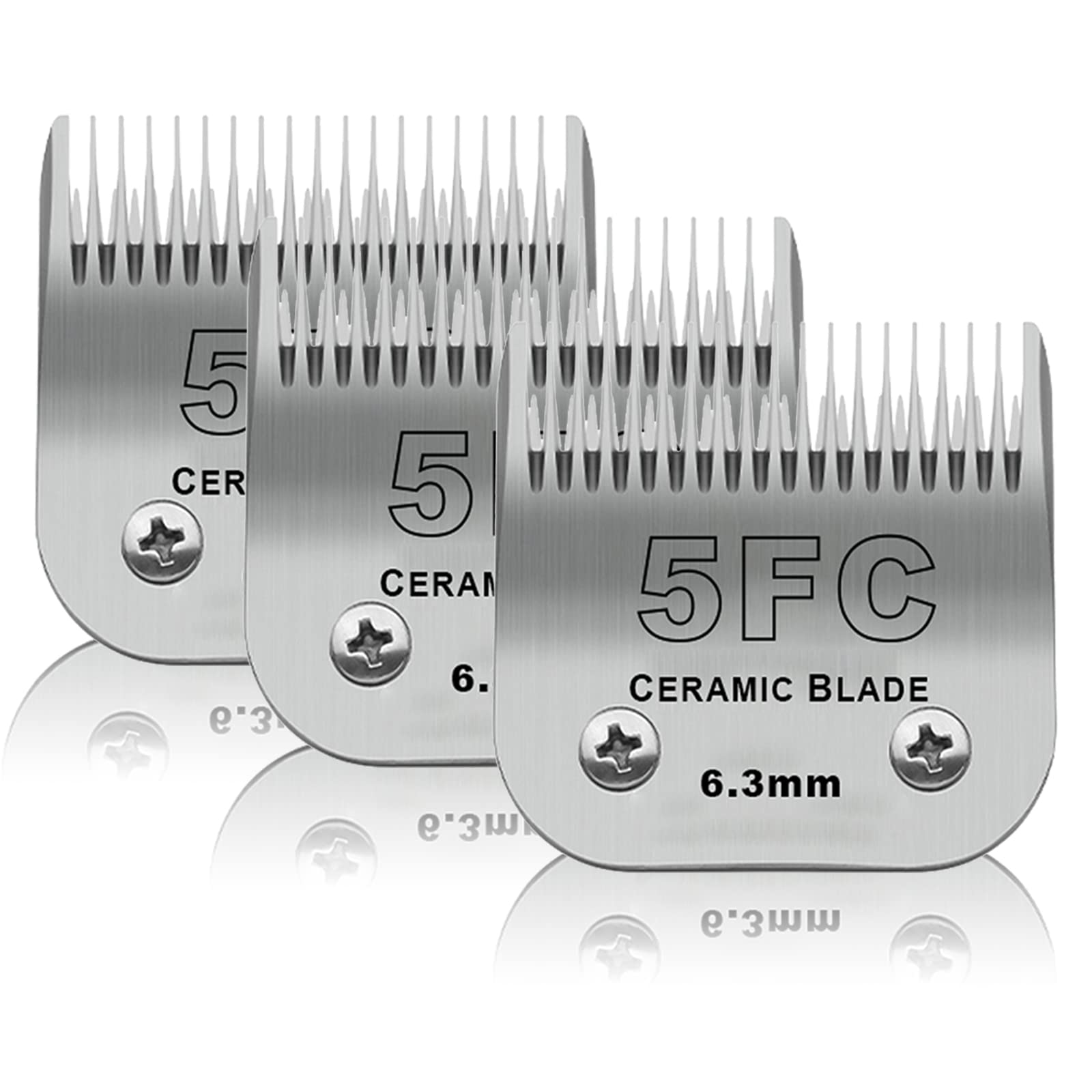 DODAER 3-Pack 5FC Detachable Ceramic Blades – 1/4-inch (6.3mm) for Andis, Oster A5, Wahl KM-10