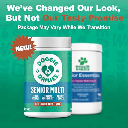 Doggie Dailies Senior Essentials Multivitamin for Dogs | Bacon Flavor Soft Chews | 120 Count