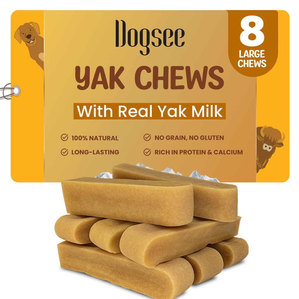 Dogsee Original Himalayan Yak Cheese Dog Chews 2lb (Large, 8 Bars) | Rawhide-Free & Long Lasting