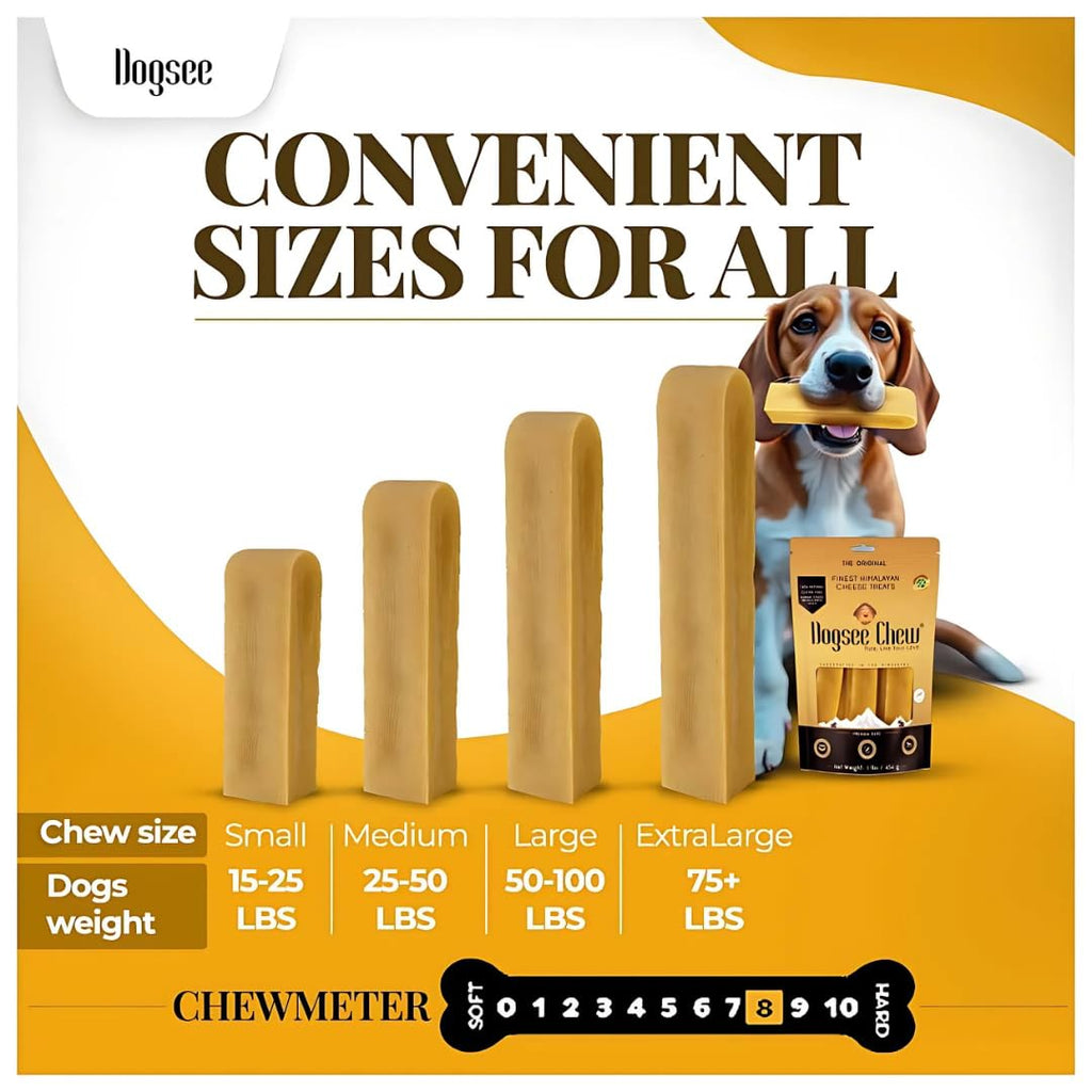 Dogsee Original Himalayan Yak Cheese Dog Chews 2lb (Large, 8 Bars) | Rawhide-Free & Long Lasting
