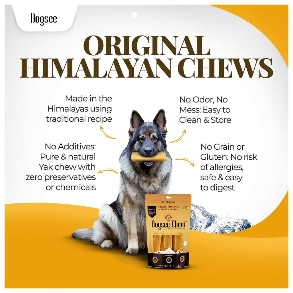 Dogsee Original Himalayan Yak Cheese Chews XL (9 Pieces) – Rawhide-Free, Long-Lasting & Plaque-Friendly