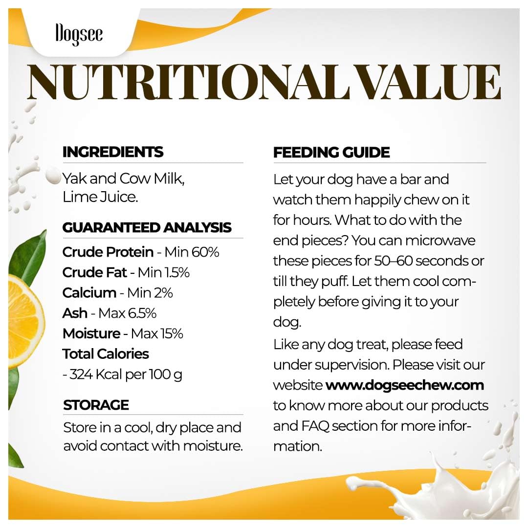 Dogsee Original Himalayan Yak Cheese Dog Chews 2lb (Large, 8 Bars) | Rawhide-Free & Long Lasting