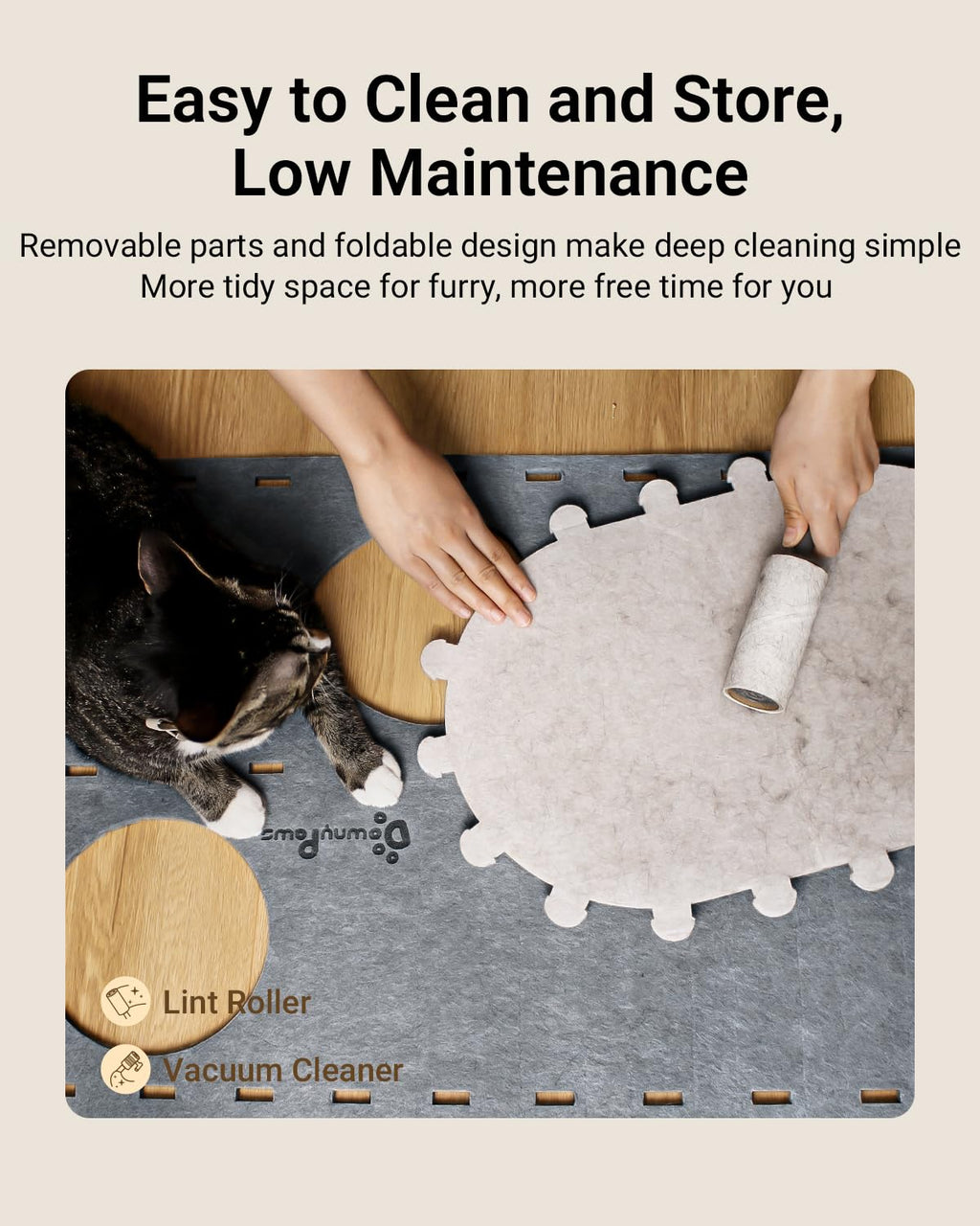 DownyPaws Castle Cat House for Indoor Cats – 2-Storey Felt Bed Cave (Light Gray) | Multicat, Scratch-Resistant