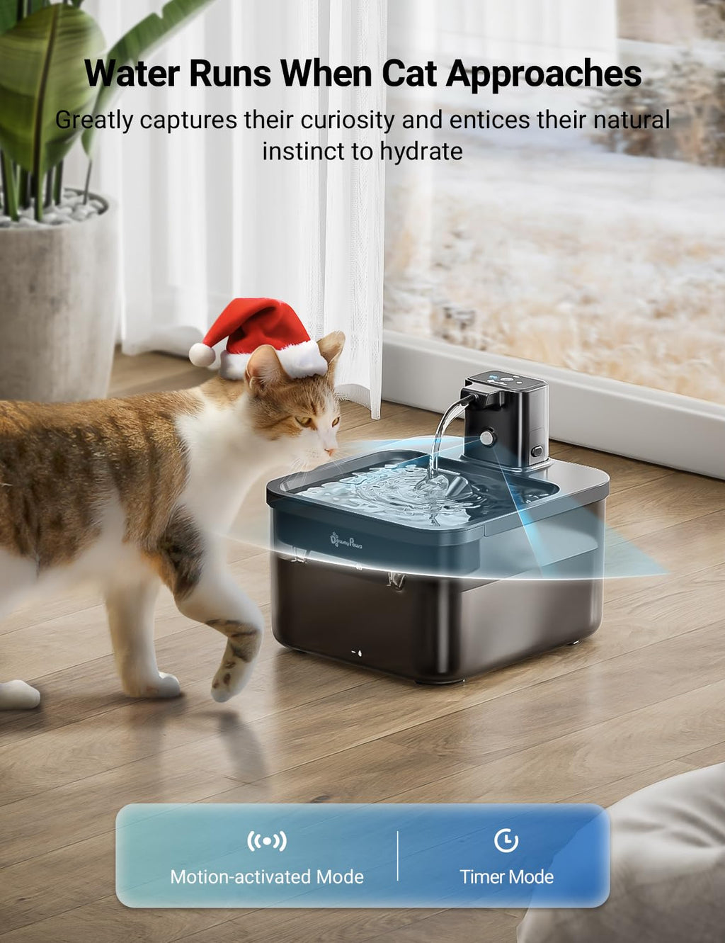 DownyPaws Cordless Cat Water Fountain – 84oz Fursink, Motion Sensor, BPA-Free