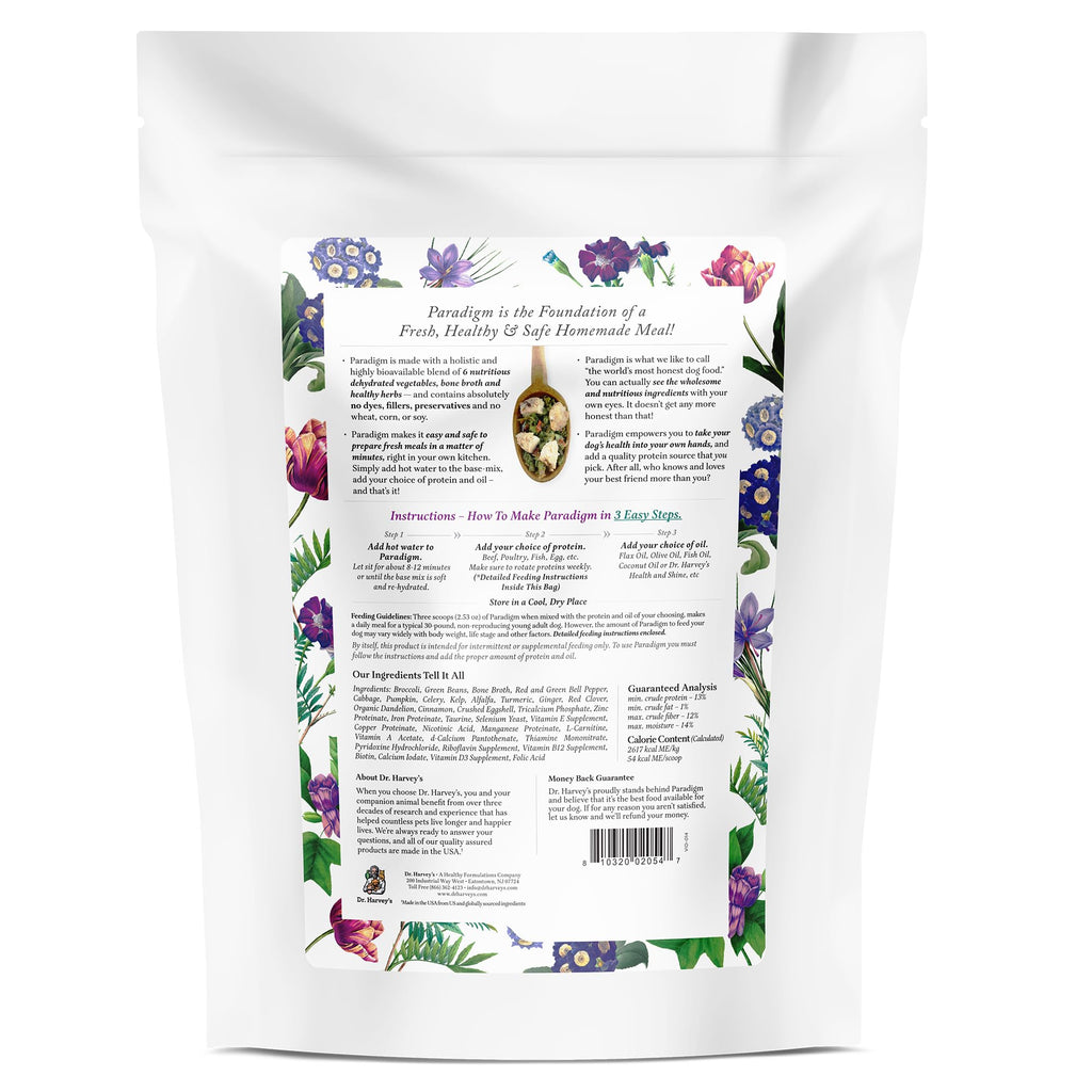 Dr. Harvey's Paradigm Green Superfood Base Mix for Dogs – Grain-Free, Low-Carb (3 lb)