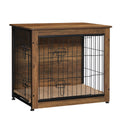 DWANTON Dog Crate Furniture with Cushion – Wooden Kennel Table with Double Doors, Indoor Dog House, 27.2in L, Warm Brown