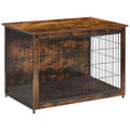 DWANTON Dog Crate Furniture with Cushion — 38.5-inch Wooden Kennel Table (Rustic Brown)