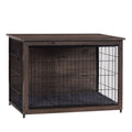 Dwanton Dog Crate Furniture with Cushion — Large 38.5" L Wooden Kennel Table with Double Doors