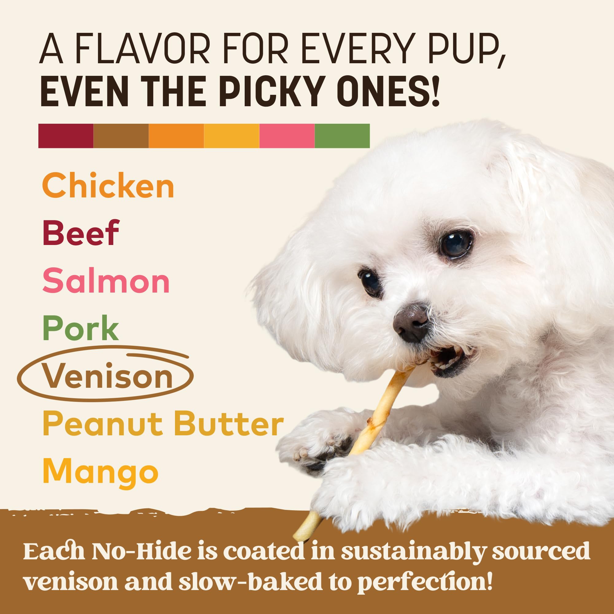 Earth Animal No Hide Stix Venison Chews for Small Dogs – 80 Count
