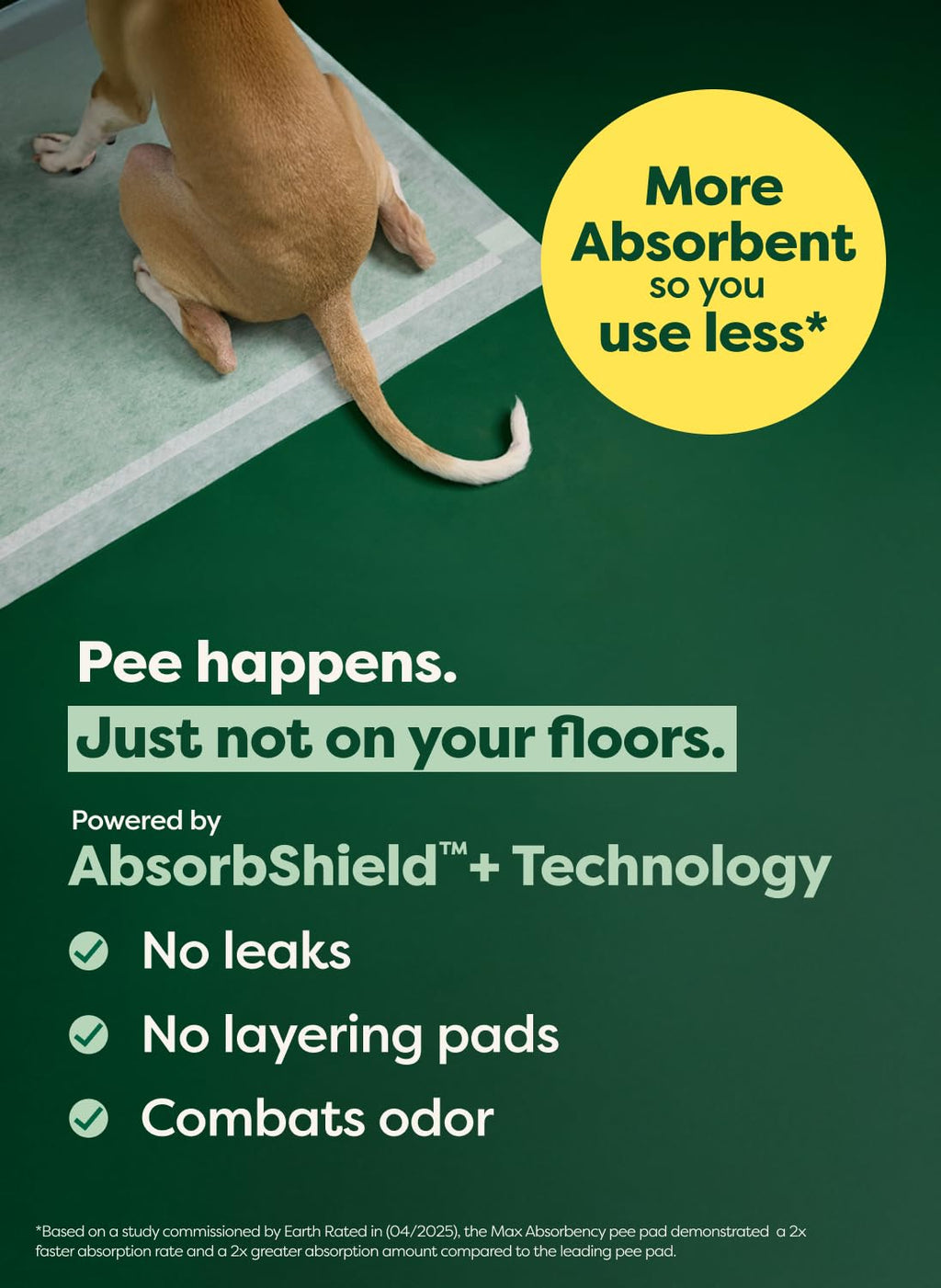 Earth Rated Max Absorbency Puppy Pads – 40 Count, XL 28”x34”, Unscented, Leak-Proof, 2x Faster & 2x More Absorption