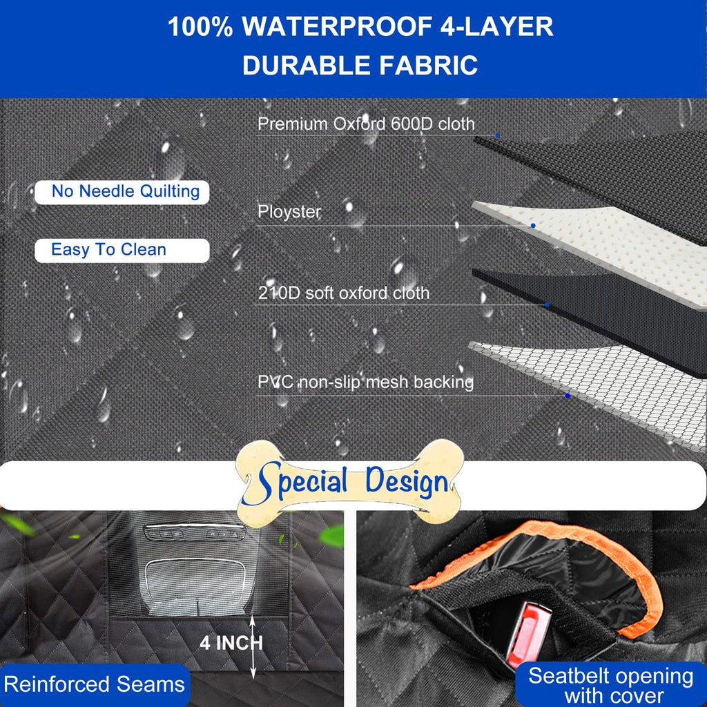EasyHaWei Dog Car Seat Cover 60x64 — Waterproof, Nonslip Hammock with Mesh Window