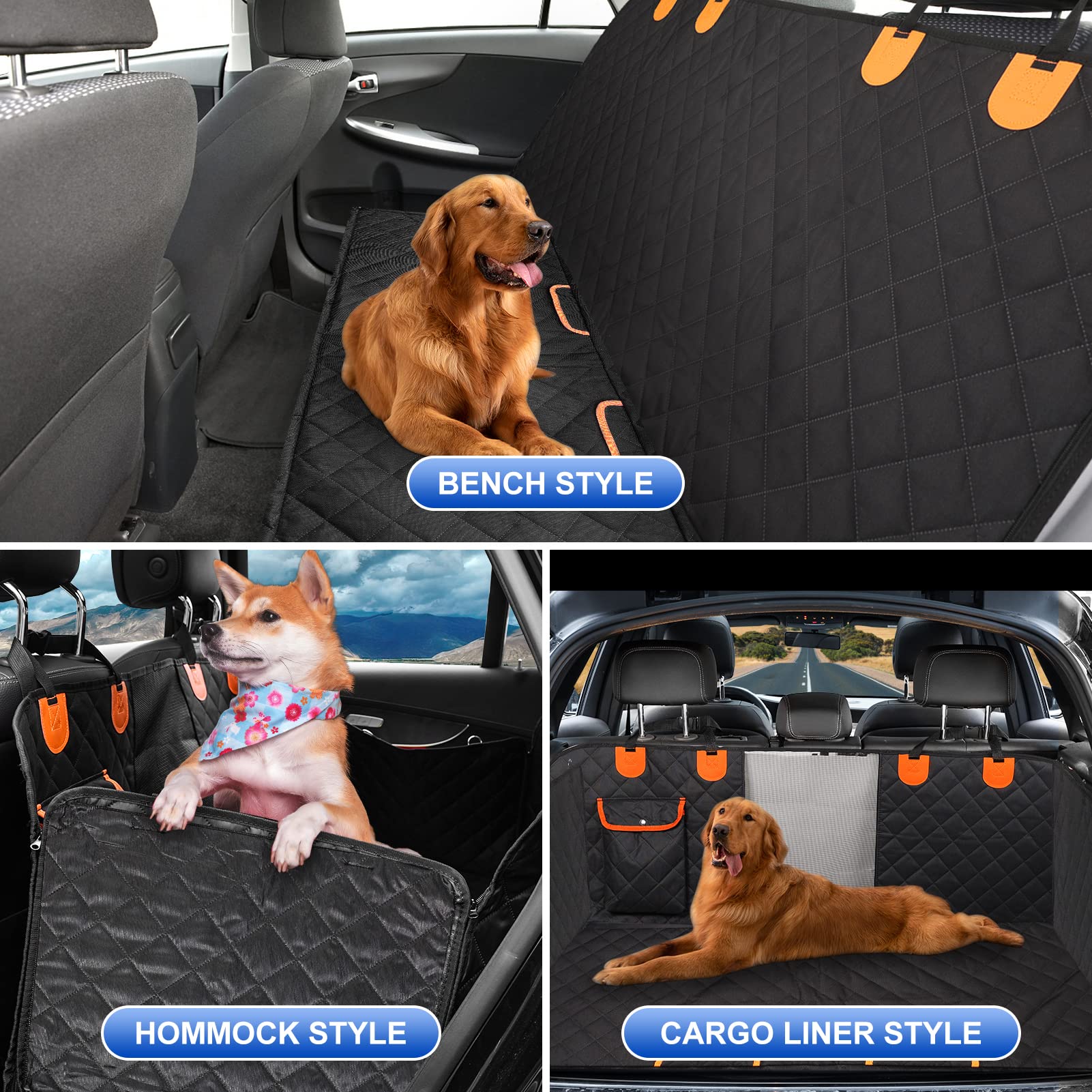 EasyHaWei Dog Car Seat Cover 60x64 — Waterproof, Nonslip Hammock with Mesh Window