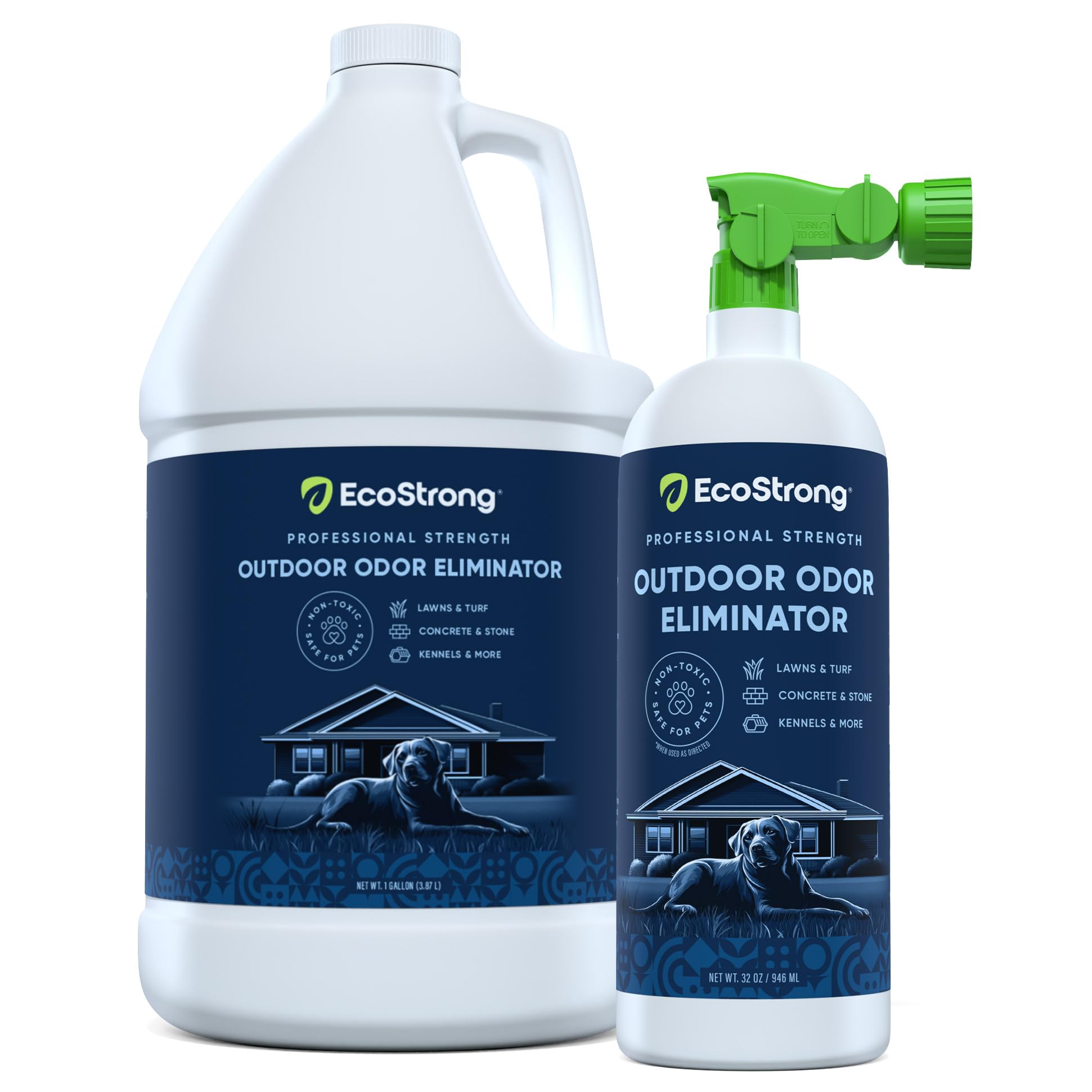 Eco Strong Outdoor Odor Eliminator – Enzyme Cleaner for Yard, Patio & Kennels (160 oz Bundle w Sprayer)