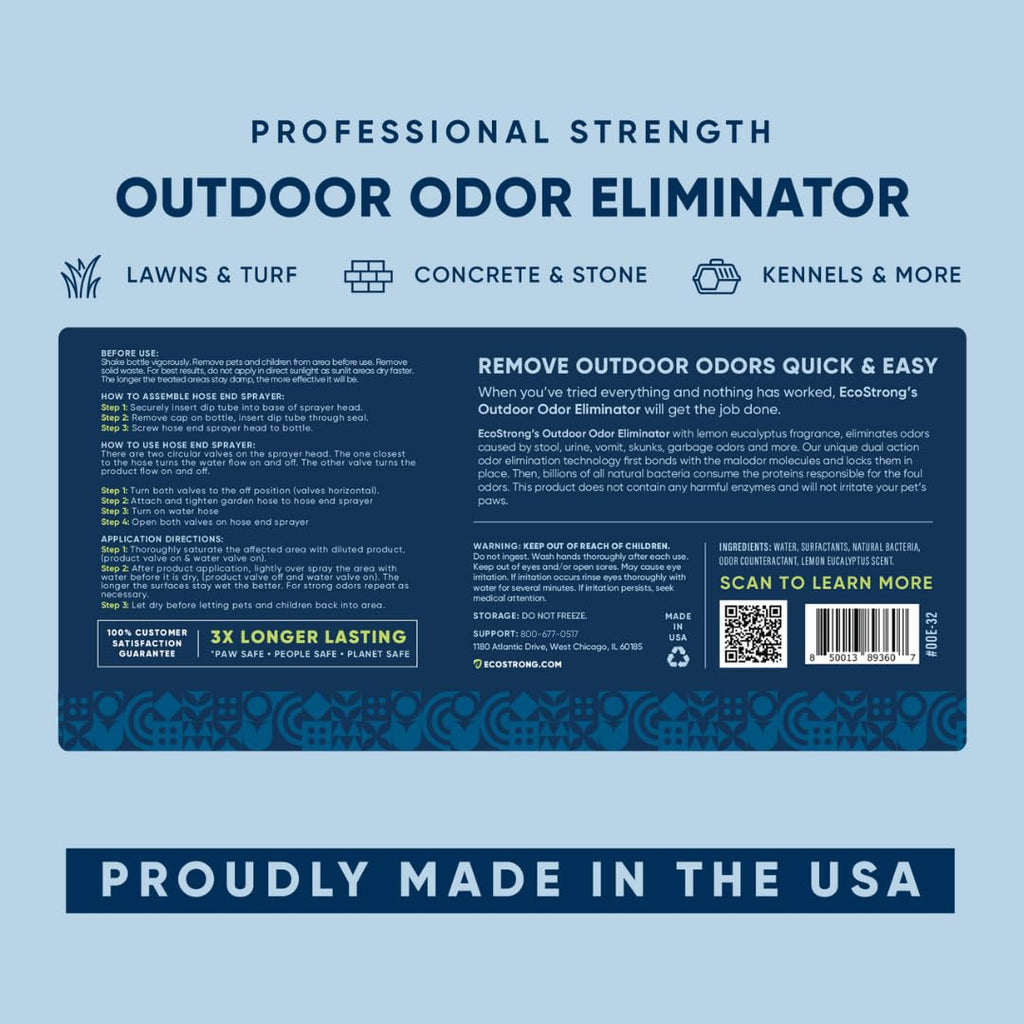 Eco Strong Outdoor Odor Eliminator – Enzyme Cleaner for Yard, Patio & Kennels (160 oz Bundle w Sprayer)