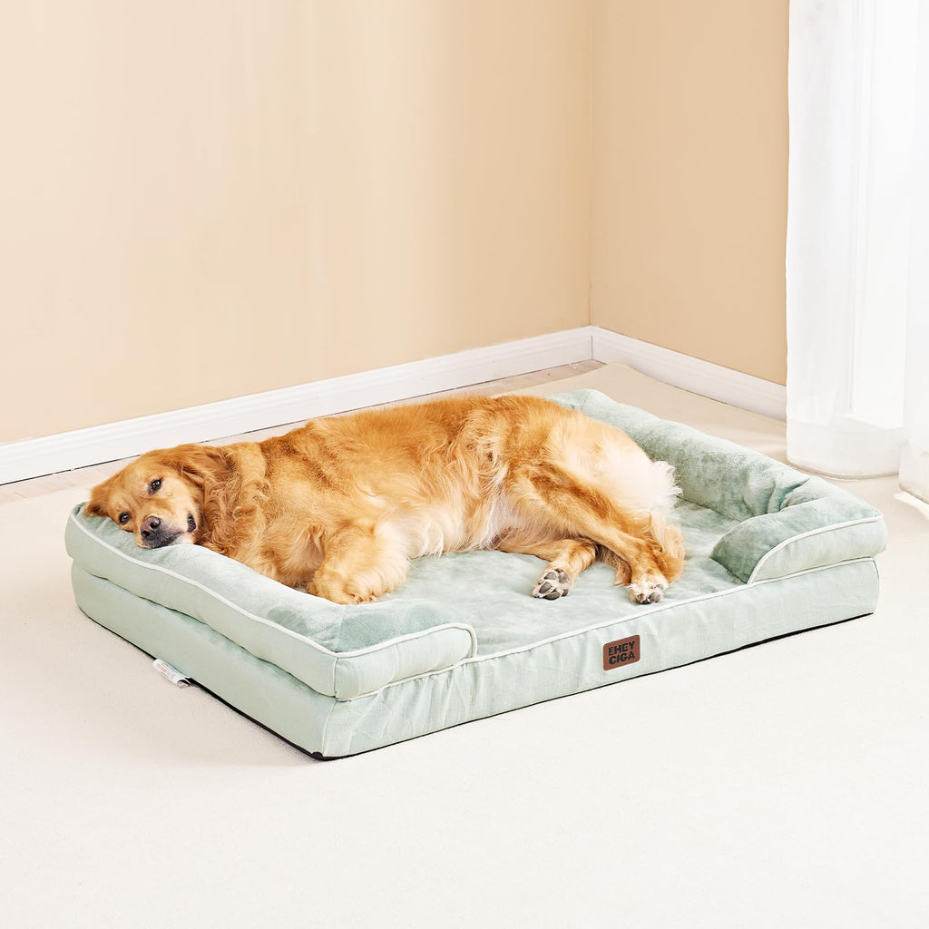 EHEYCIGA Orthopedic Dog Bed for Medium Dogs — Waterproof Memory Foam, Sage Green, 30L x 20W x 6.5H