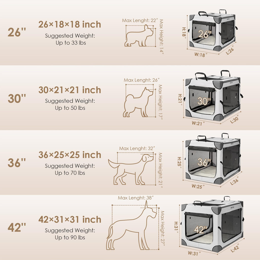 EHEYCIGA Collapsible Dog Crate 36 Inches | Portable Large Dog Kennel with 4-Door Mesh