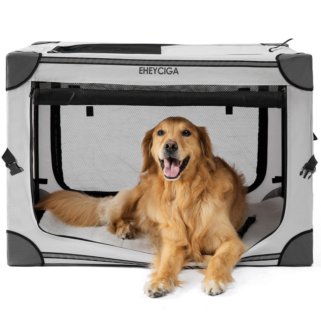 EHEYCIGA Collapsible Dog Crate 36 Inches | Portable Large Dog Kennel with 4-Door Mesh