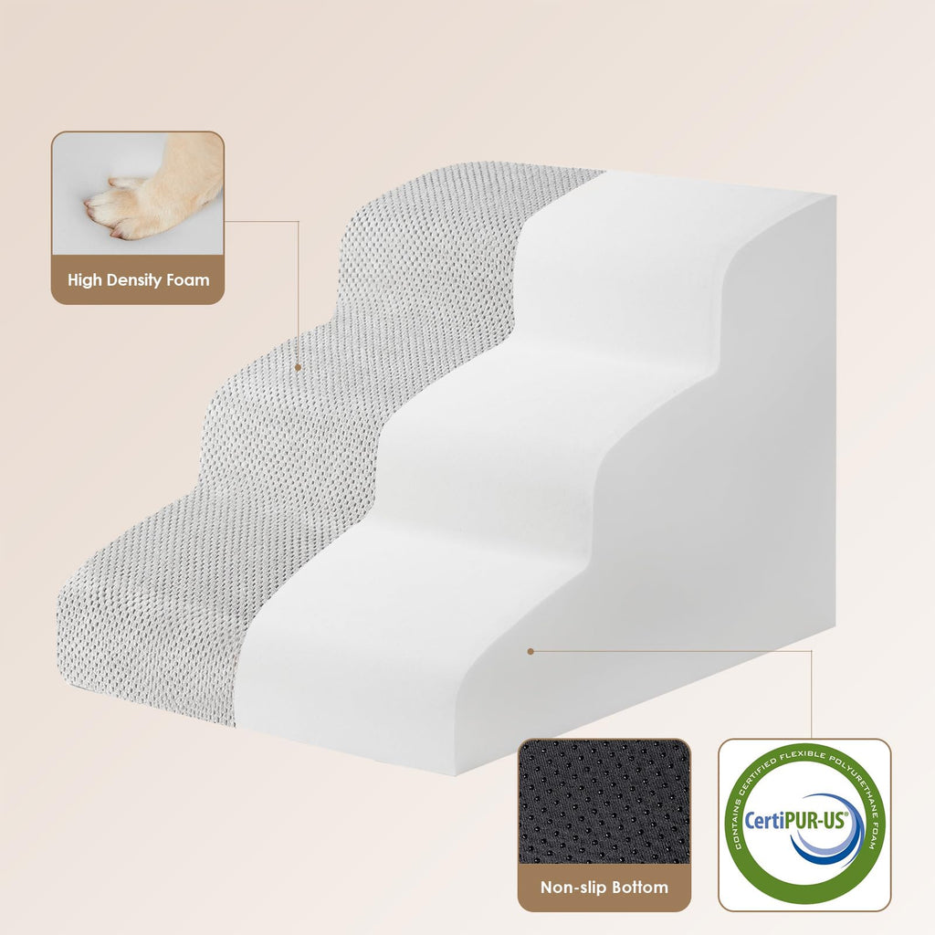 EHEYCIGA Curved 3-Step Dog Stairs for Small Dogs – Non-Slip Indoor Pet Steps