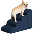 EHEYCIGA Curved Dog Stairs – 4-Step Navy Non-Slip Pet Stairs for High Beds