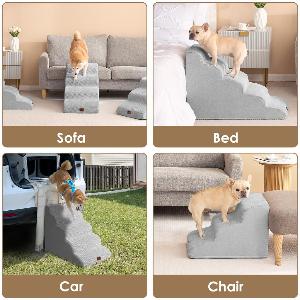 EHEYCIGA Curved 3-Step Dog Stairs for Small Dogs – Non-Slip Indoor Pet Steps
