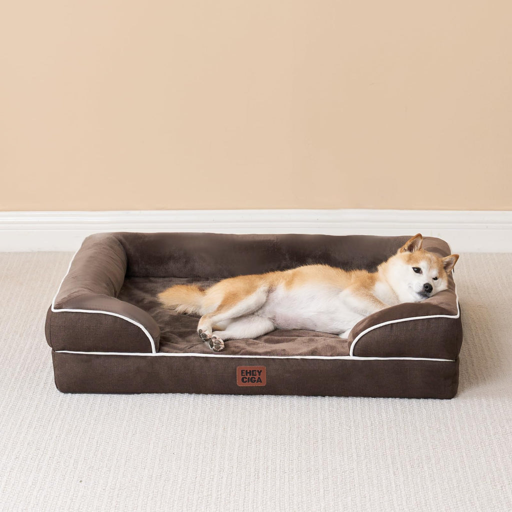 EHEYCIGA Orthopedic Large Dog Bed – Waterproof Memory Foam with Side Bolsters & Washable Cover