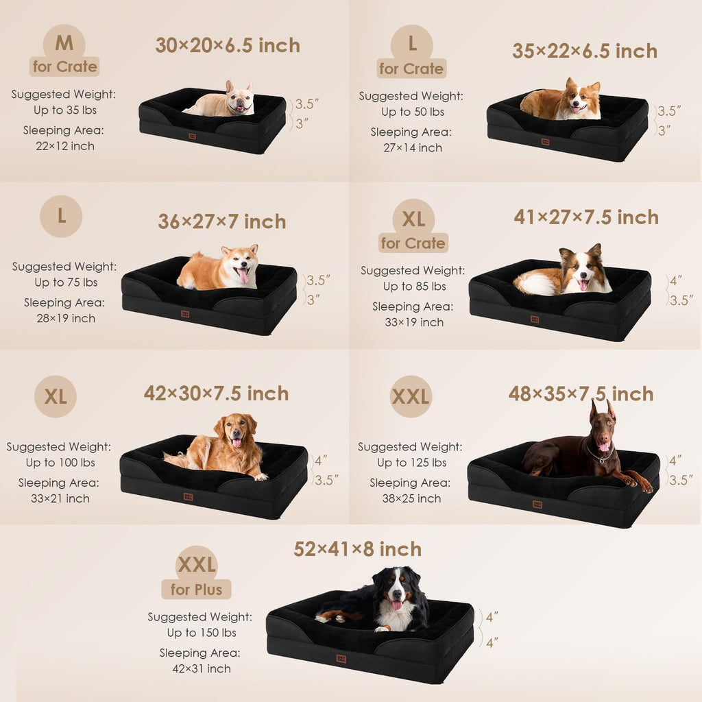 EHEYCIGA Memory Foam XL Dog Bed – Extra Large Orthopedic Sofa with Waterproof Liner
