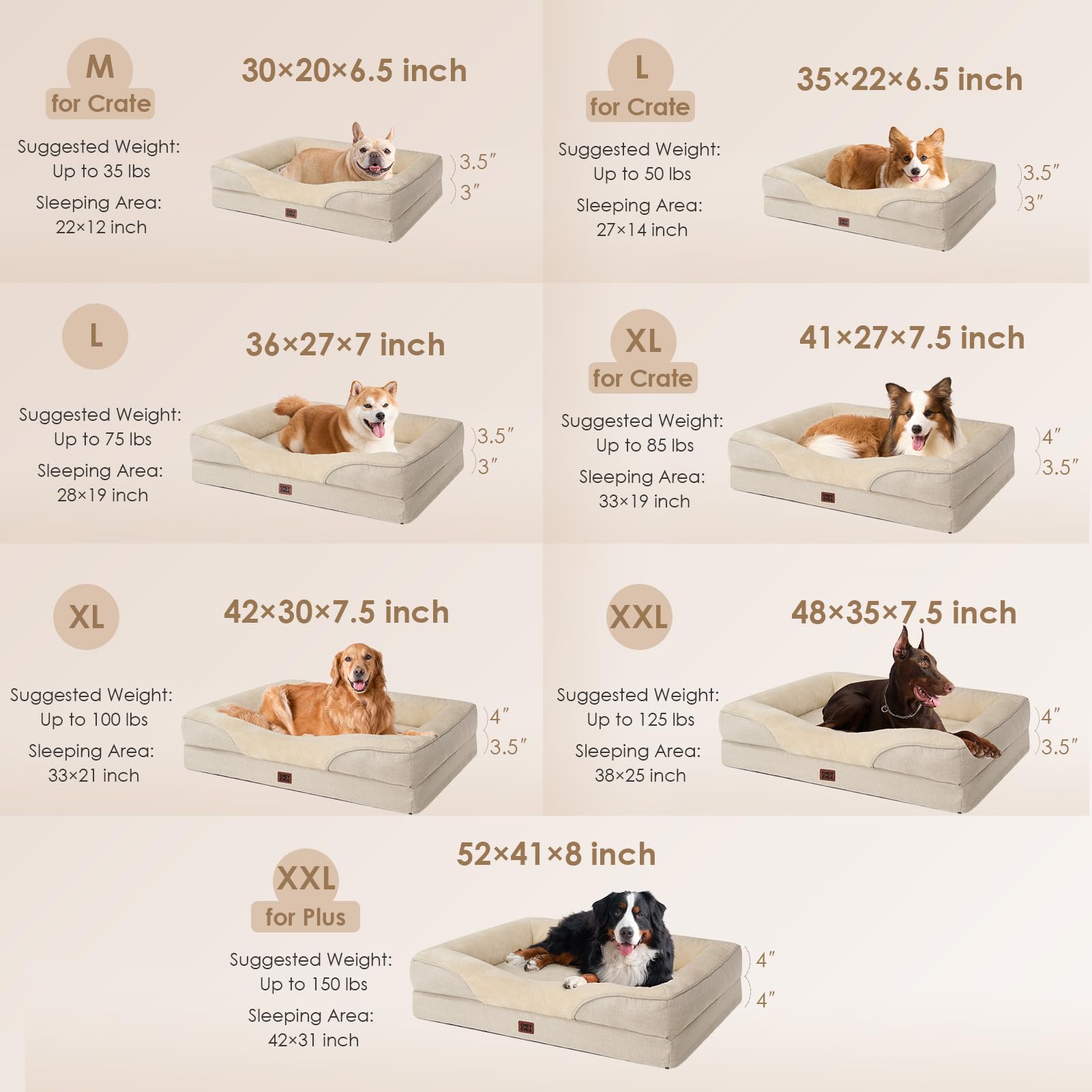 EHEYCIGA Memory Foam Dog Bed for Medium Dogs | Orthopedic Sofa Bed with Waterproof Top