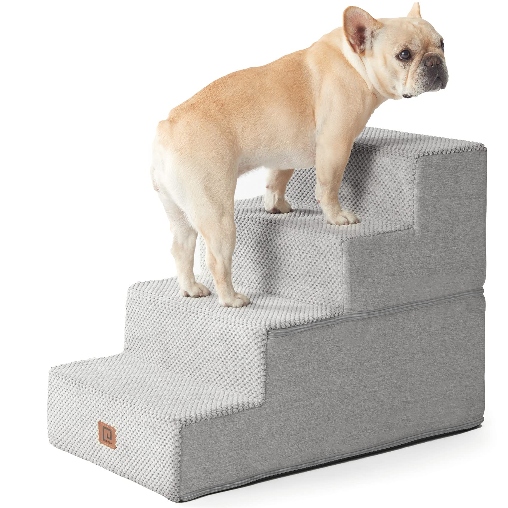 EHEYCIGA Dog Stairs for Bed - 18-inch Height, 4-Step Non-Slip Indoor Pet Steps