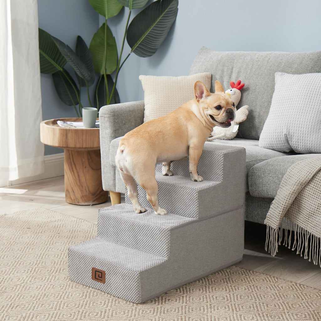 EHEYCIGA Dog Stairs for Bed - 18-inch Height, 4-Step Non-Slip Indoor Pet Steps