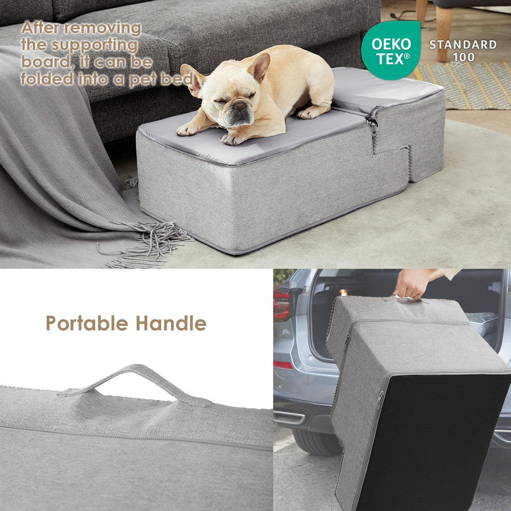 EHEYCIGA Dog Stairs for Bed - 18-inch Height, 4-Step Non-Slip Indoor Pet Steps