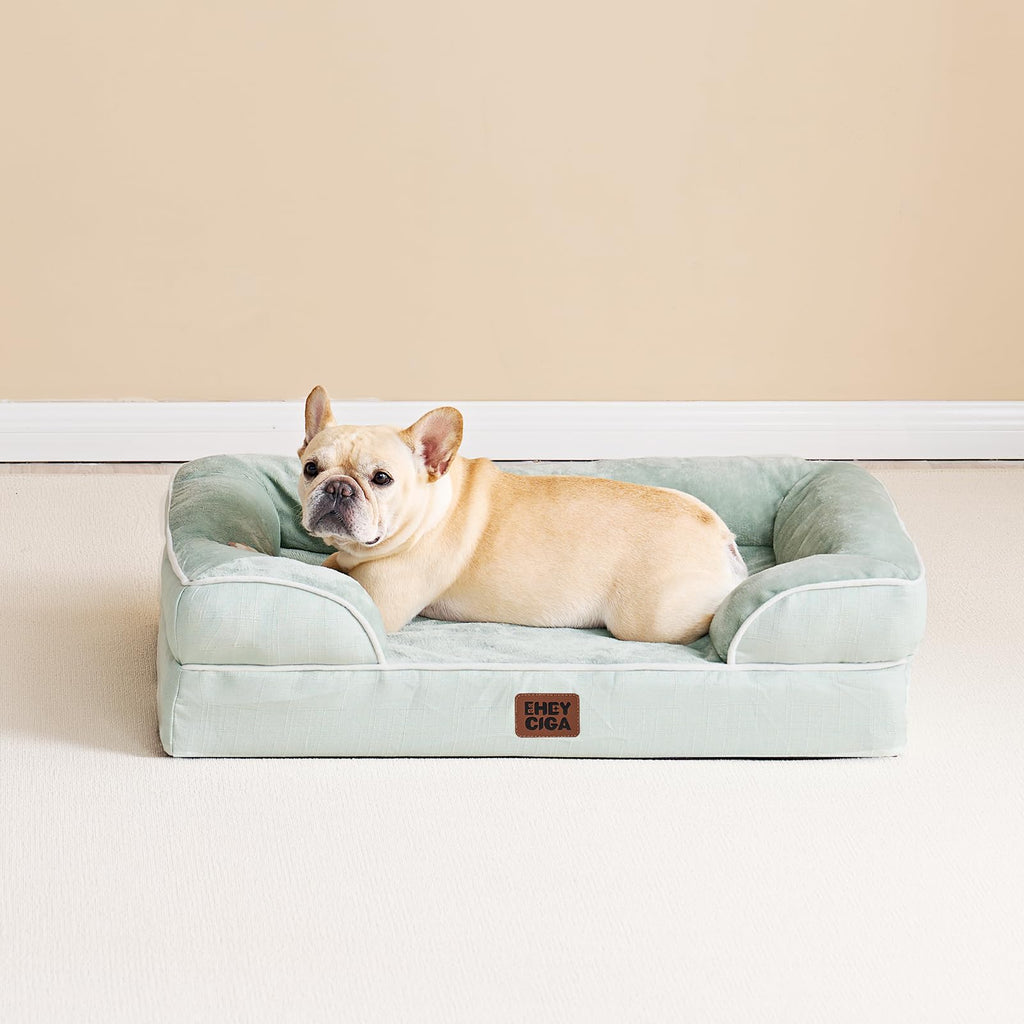 EHEYCIGA Orthopedic Dog Bed for Medium Dogs — Waterproof Memory Foam, Sage Green, 30L x 20W x 6.5H
