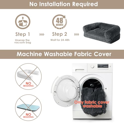 EHEYCIGA Foldable XXL Dog Bed - Large 54x38x7.5in Faux Fur Memory Foam