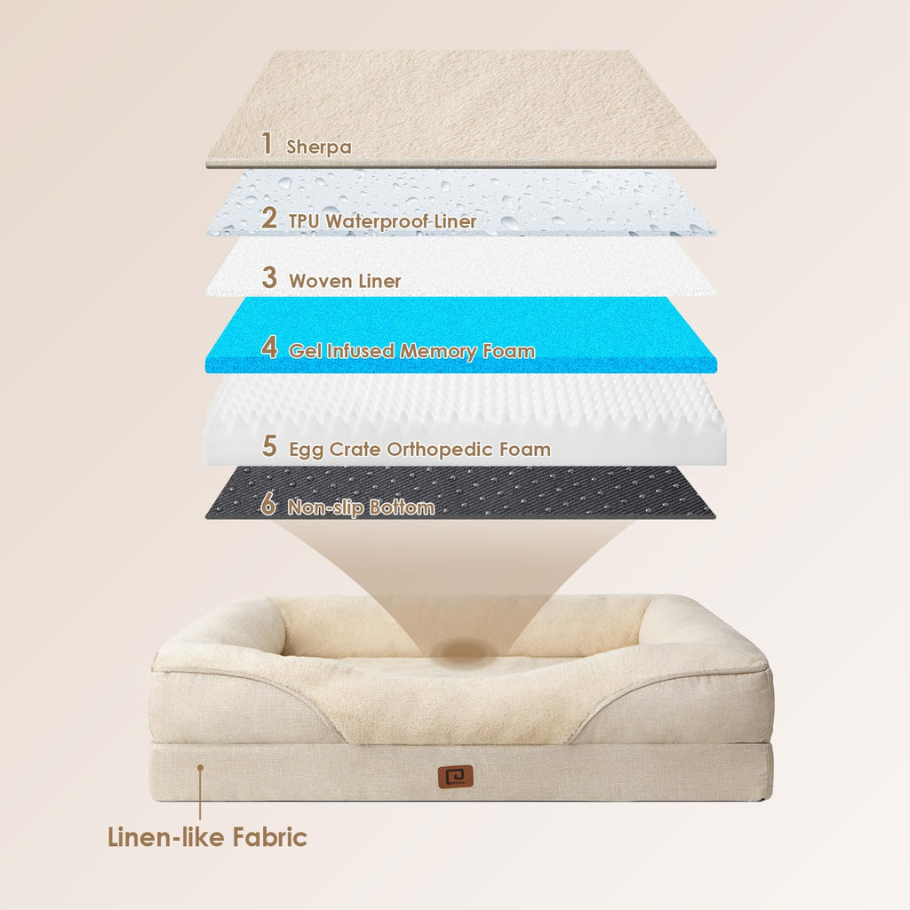 EHEYCIGA Memory Foam Dog Bed for Medium Dogs | Orthopedic Sofa Bed with Waterproof Top