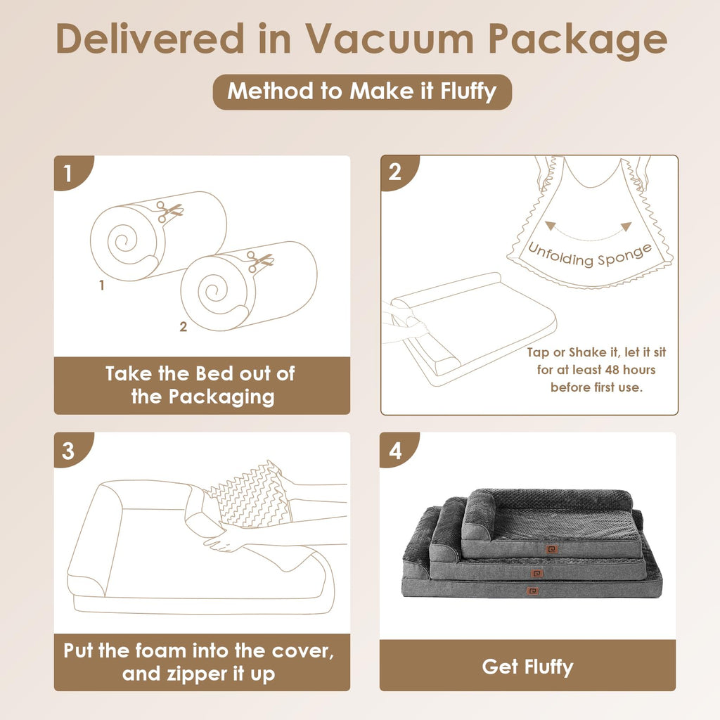 EHEYCIGA Memory Foam Dog Bed – Orthopedic, Waterproof, Non-Slip, 30x20x6 in (Dark Grey)