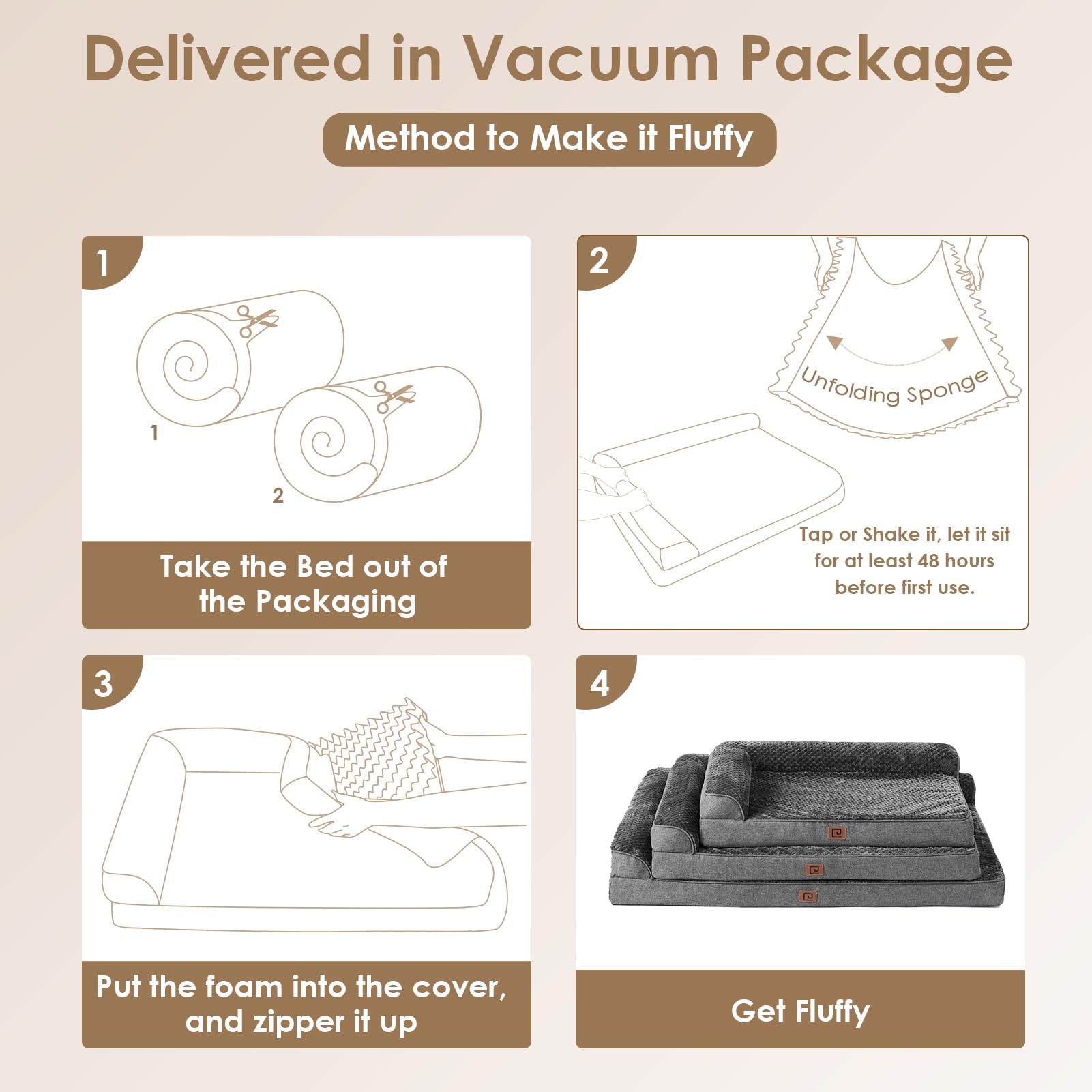 EHEYCIGA Memory Foam Dog Bed – Orthopedic, Waterproof, Non-Slip, 30x20x6 in (Dark Grey)